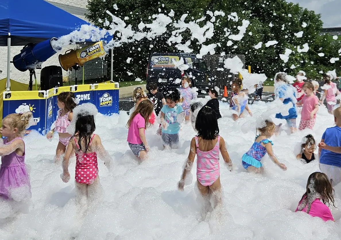 Foam party at DeVeaus summer camp